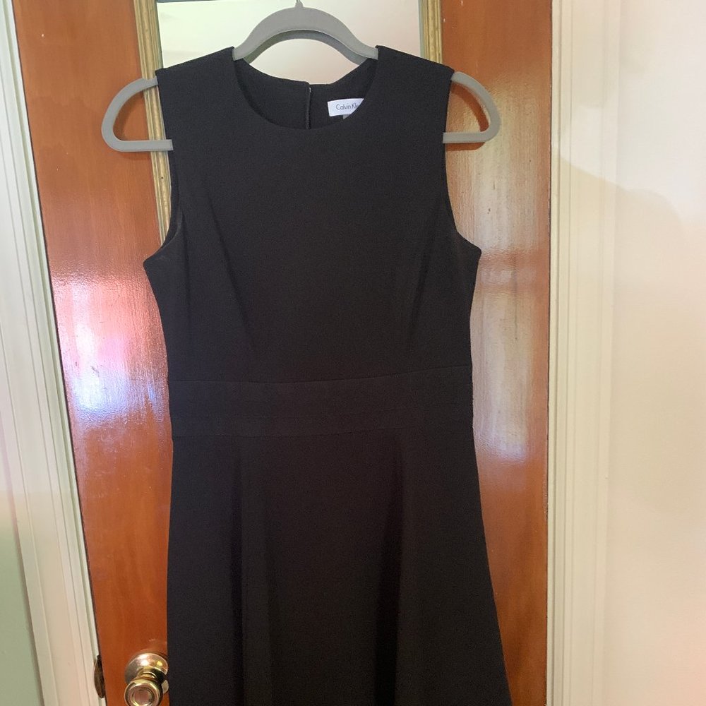 Calvin Klein A-line black sleeveless cocktail dress